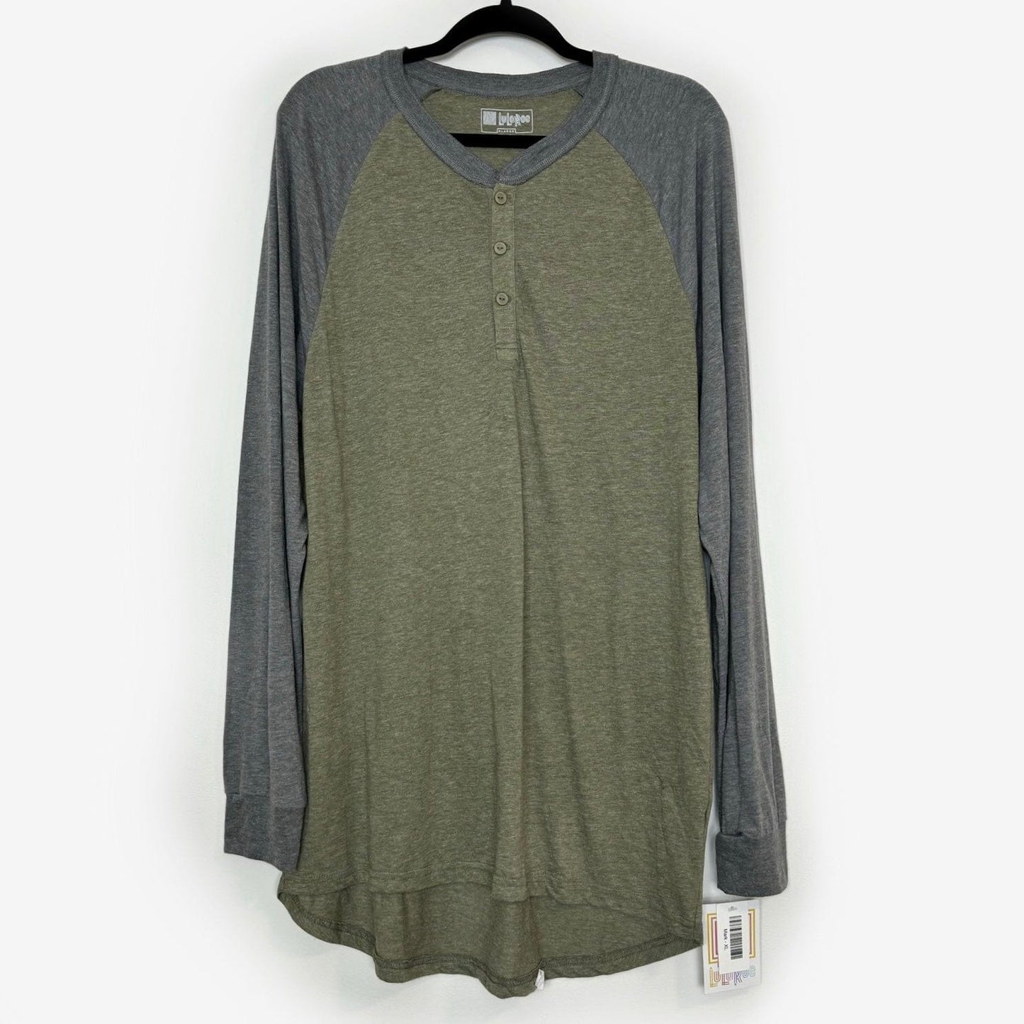 LuLaRoe Vault | MARK L/s Henley Top | Size: 2XL | Green/Gray | Heathered | NWT