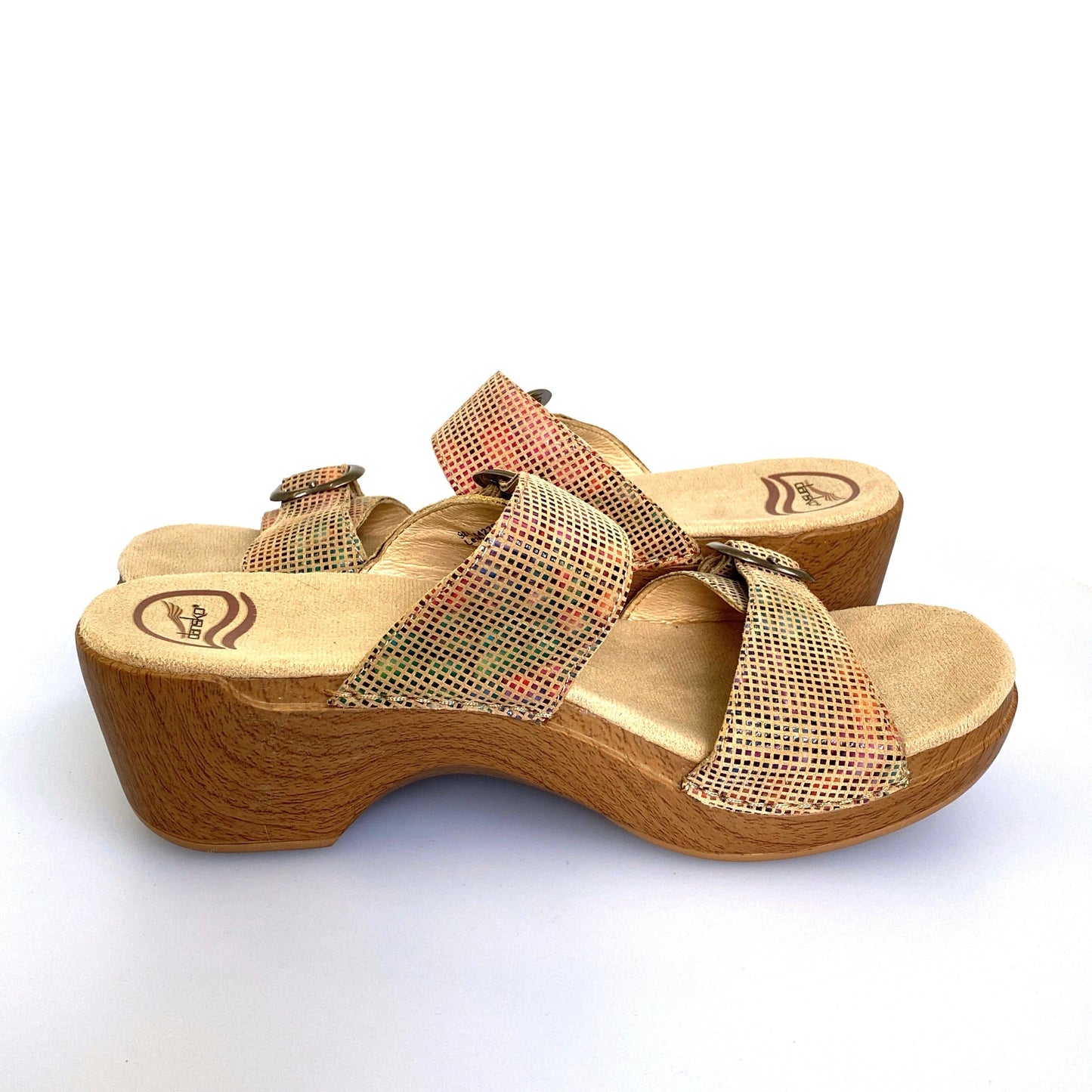 Sophie Sand Stained Glass Slide Sandal by Dansko, Size 41 Leather Pre-Owned