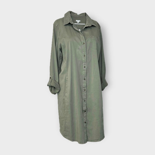 J.Jill Live-In-Chino Missy Shirt Dress | 14 | Soft Olive Green | NWT