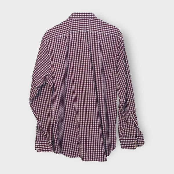 Banana Republic Men's Non-Iron Slim Fit Shirt | Size L | Magenta/White  Gingham Check