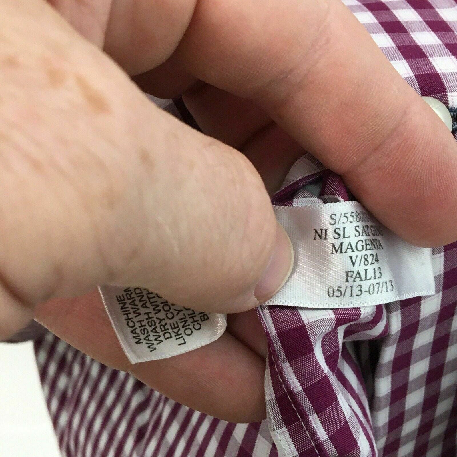 Banana Republic Mens Non-Iron Slim Fit Shirt | Size L | Magenta/White Gingham Check | EUC -  | Buy at Parsimony Shoppes