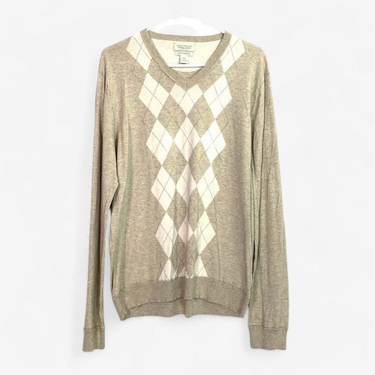 Banana Republic Men's V-Neck Pullover Sweater - Size L - Beige/Brown