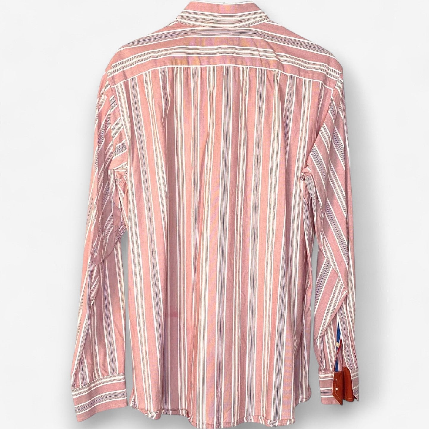 Banana Republic Men's Red and White Striped Dress Shirt - Button-Up - Long Sleeve - Size Large