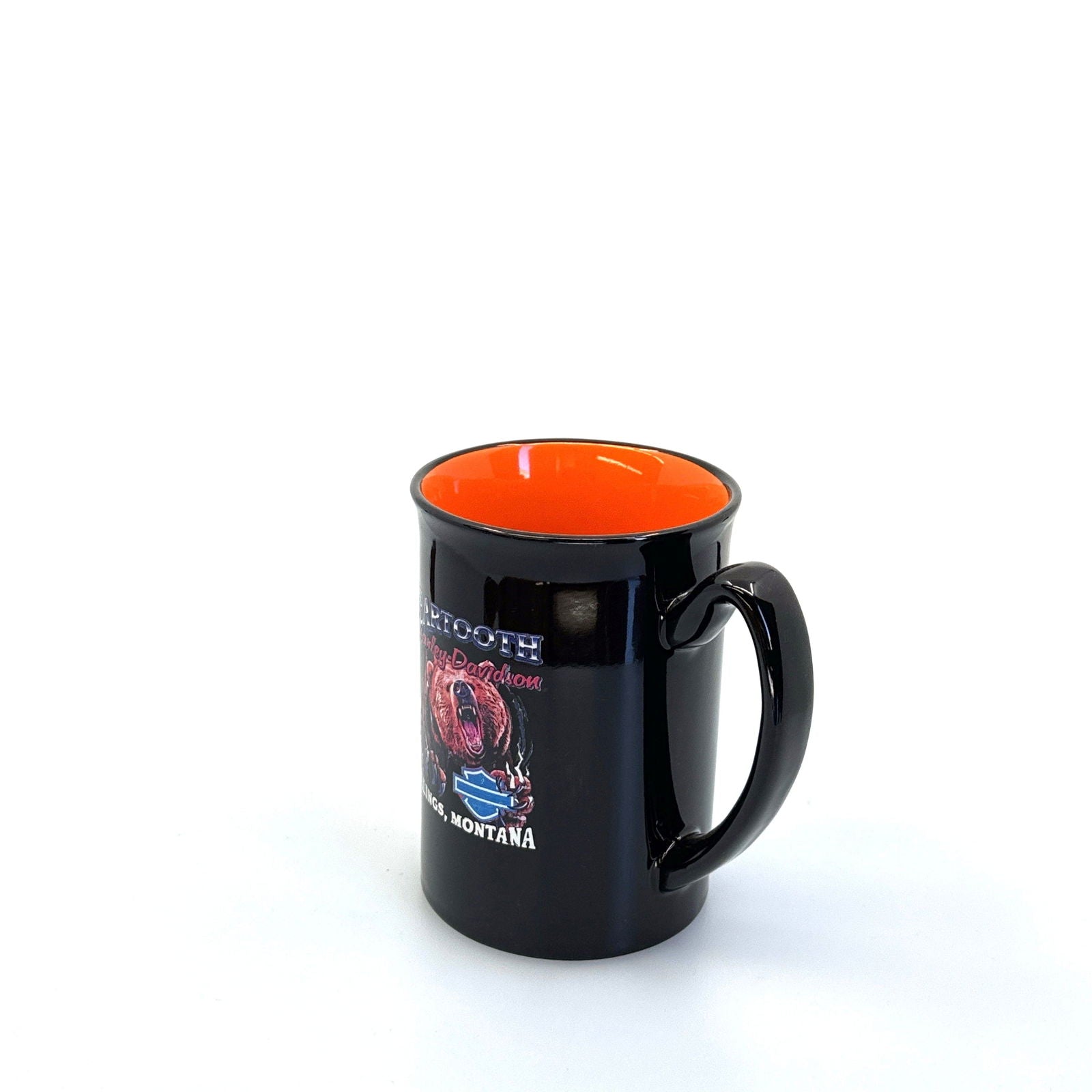 Billings, MT | Beartooth Harley-Davidson Ceramic Coffee Cup | Color: Black/Orange | 14 fl oz -  | Buy at Parsimony Shoppes