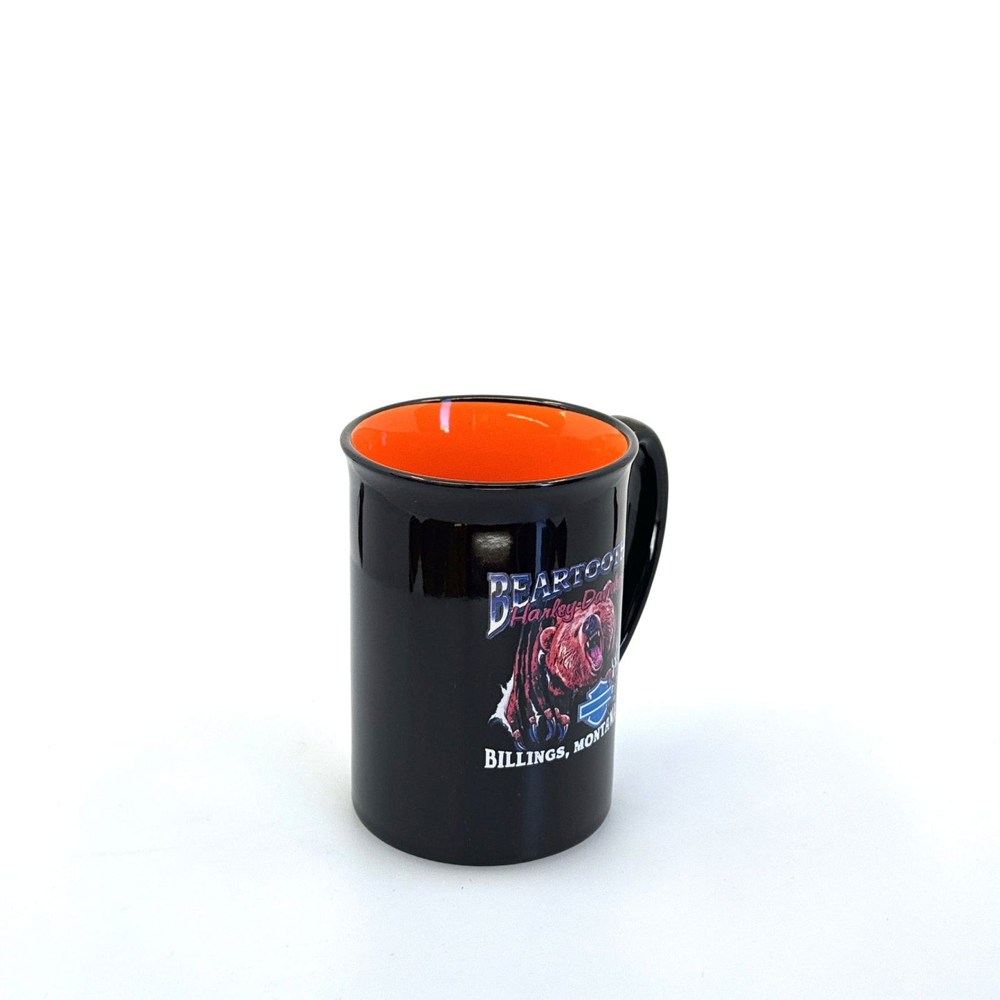 Billings, MT | Beartooth Harley-Davidson Ceramic Coffee Cup | Color: Black/Orange | 14 fl oz -  | Buy at Parsimony Shoppes
