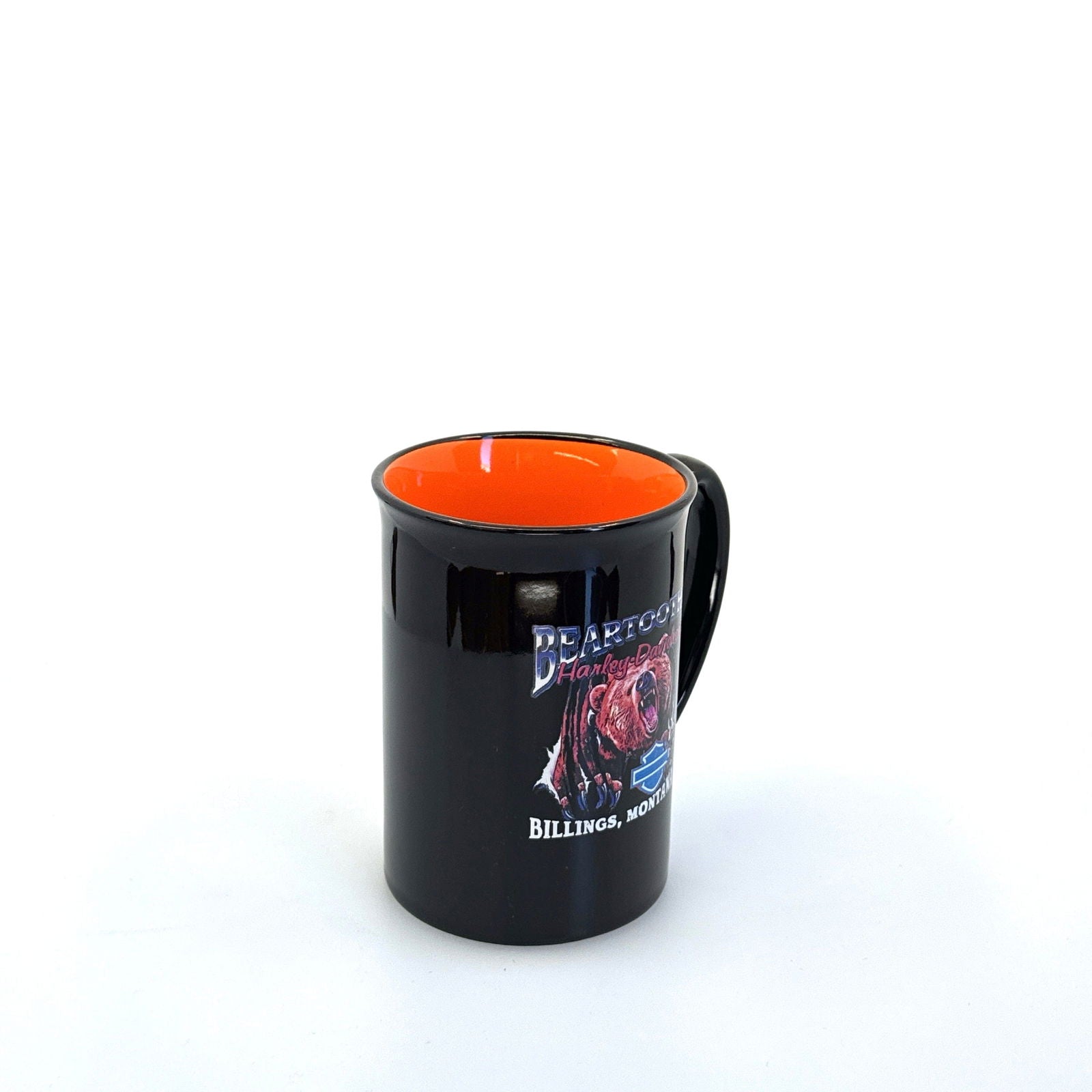 Billings, MT | Beartooth Harley-Davidson Ceramic Coffee Cup | Color: Black/Orange | 14 fl oz -  | Buy at Parsimony Shoppes