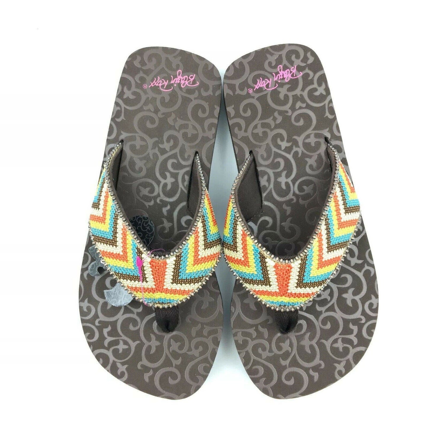Blazin Roxx Women Size 6 Beaded Chevron Flip Flops Thongs #4119497 Angie BR -  | Buy at Parsimony Shoppes