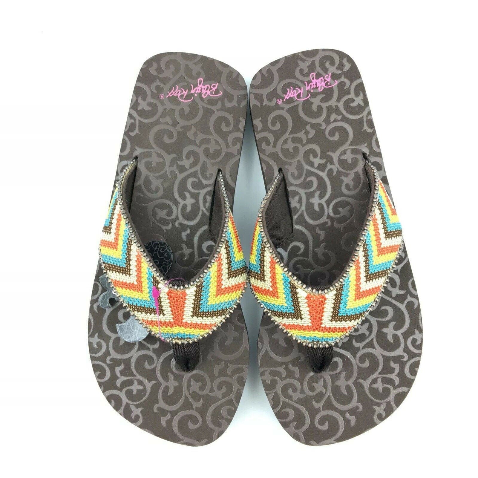 Blazin Roxx Women Size 6 Beaded Chevron Flip Flops Thongs #4119497 Angie BR -  | Buy at Parsimony Shoppes