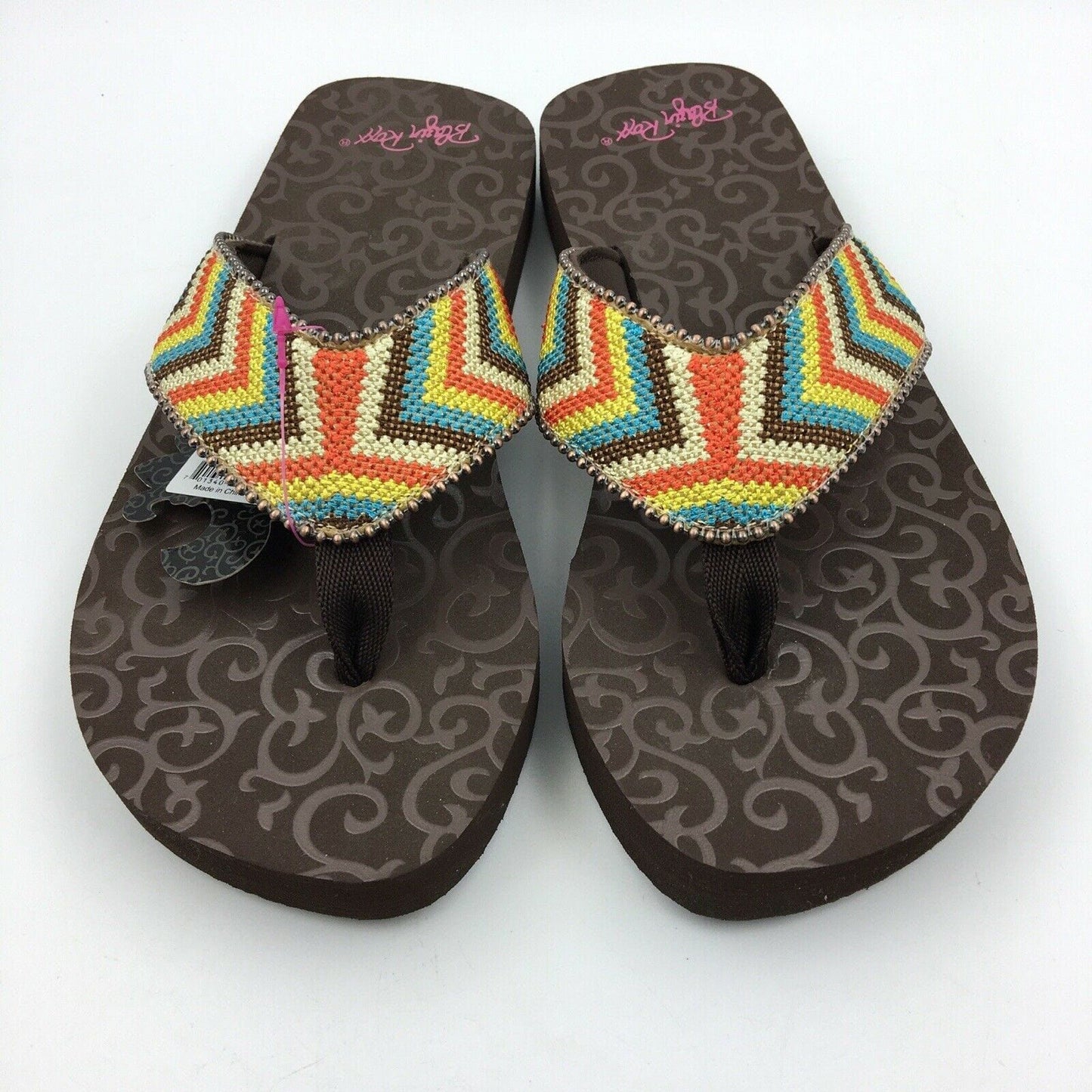Blazin Roxx Women Size 6 Beaded Chevron Flip Flops Thongs #4119497 Angie BR -  | Buy at Parsimony Shoppes