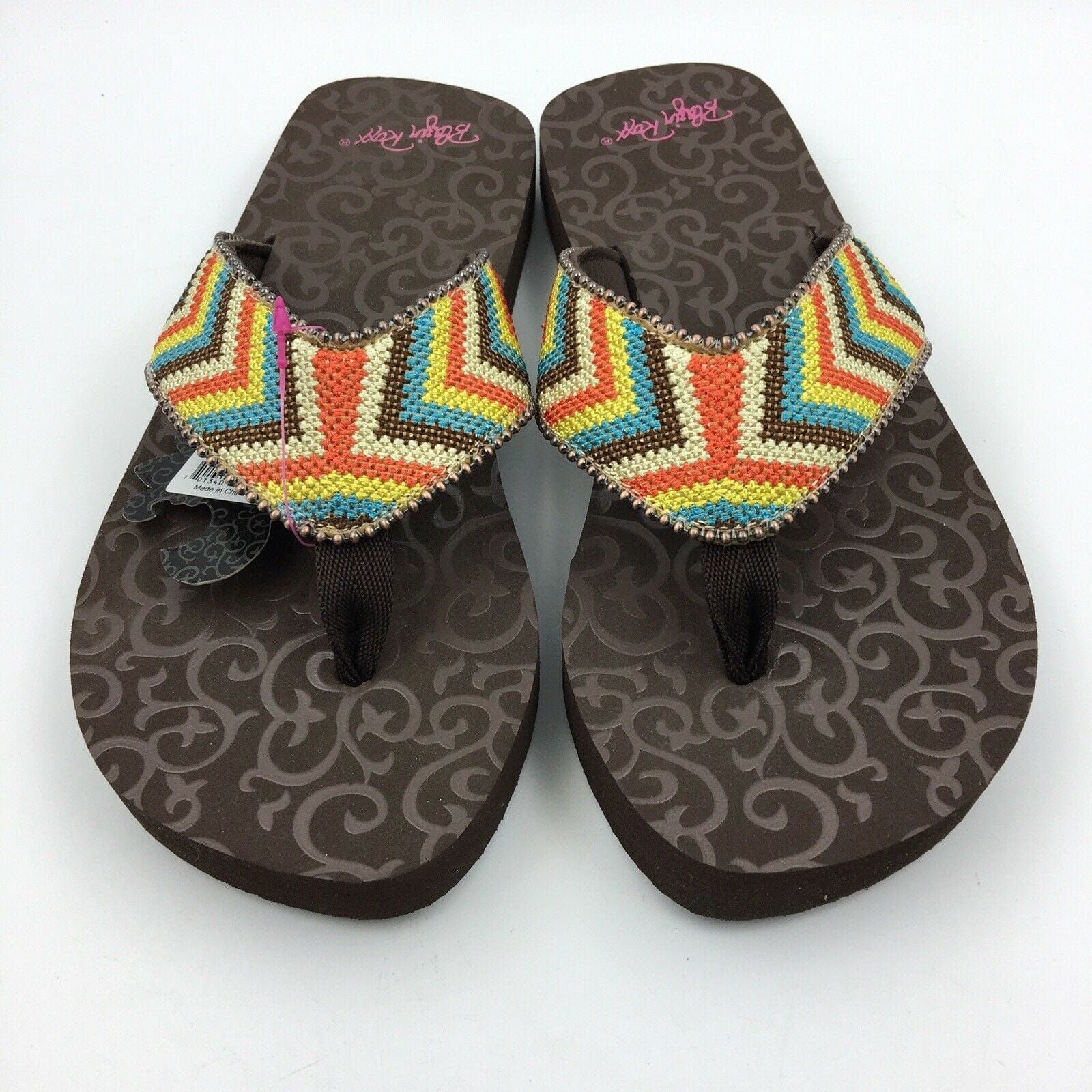 Blazin Roxx Women Size 6 Beaded Chevron Flip Flops Thongs #4119497 Angie BR -  | Buy at Parsimony Shoppes