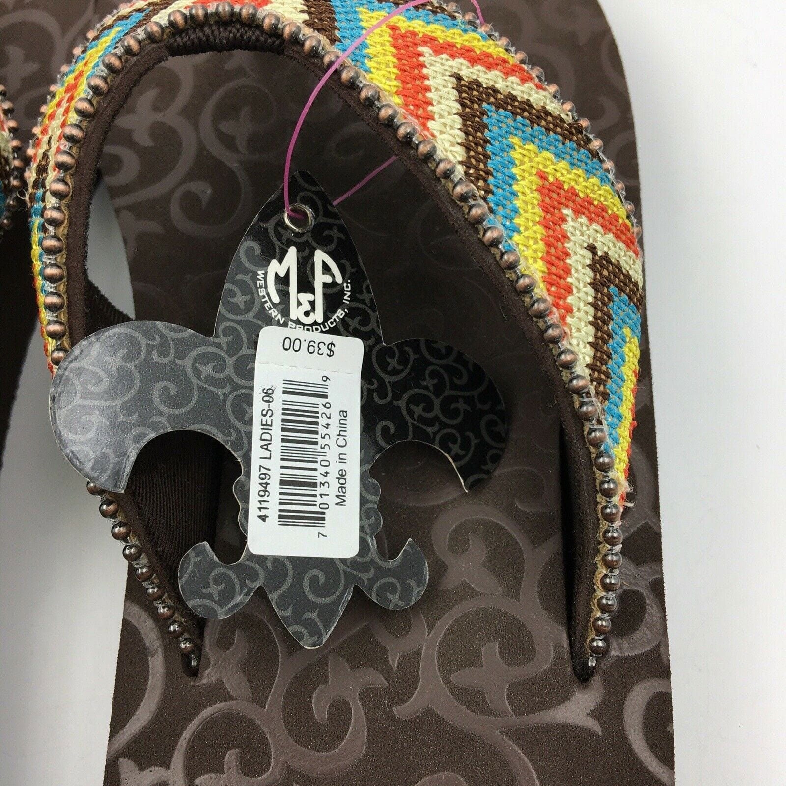 Blazin Roxx Women Size 6 Beaded Chevron Flip Flops Thongs #4119497 Angie BR -  | Buy at Parsimony Shoppes