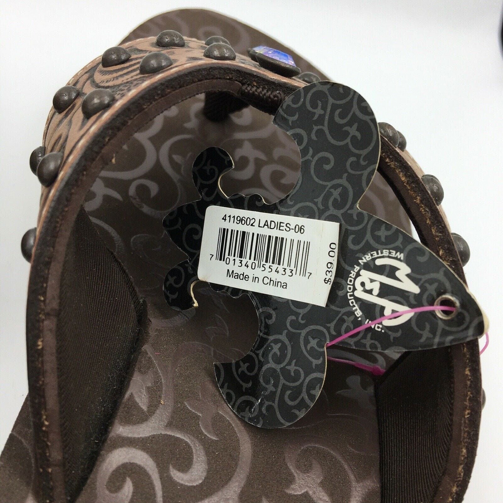 Blazin Roxx Women Size 6 ‘Montana’ Brown Tooled Leather Flip Flops Thongs #4119602 -  | Buy at Parsimony Shoppes