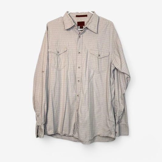 Born Men's Beige & Gray Plaid Button-Up Shirt - Size L - Long Sleeve
