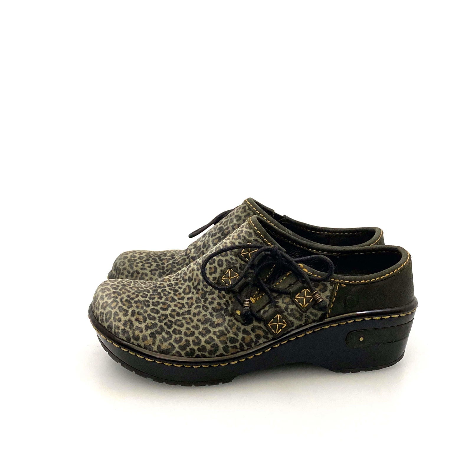 Born Womens Size 6/36½ Leopard Print Slip On Mules Clogs Shoes -  | Buy at Parsimony Shoppes
