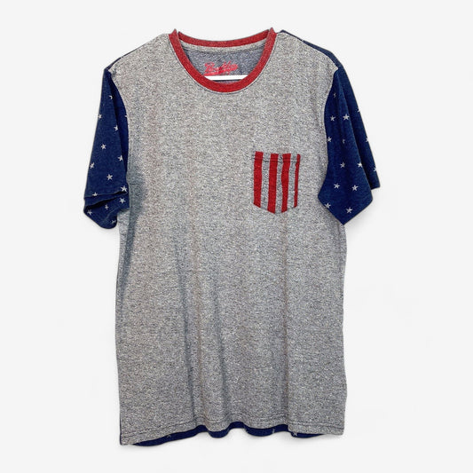 Brooklyn Cloth Men's Heather Gray & Navy Blue Stars & Stripes T-Shirt - Size XL - Pre-Owned