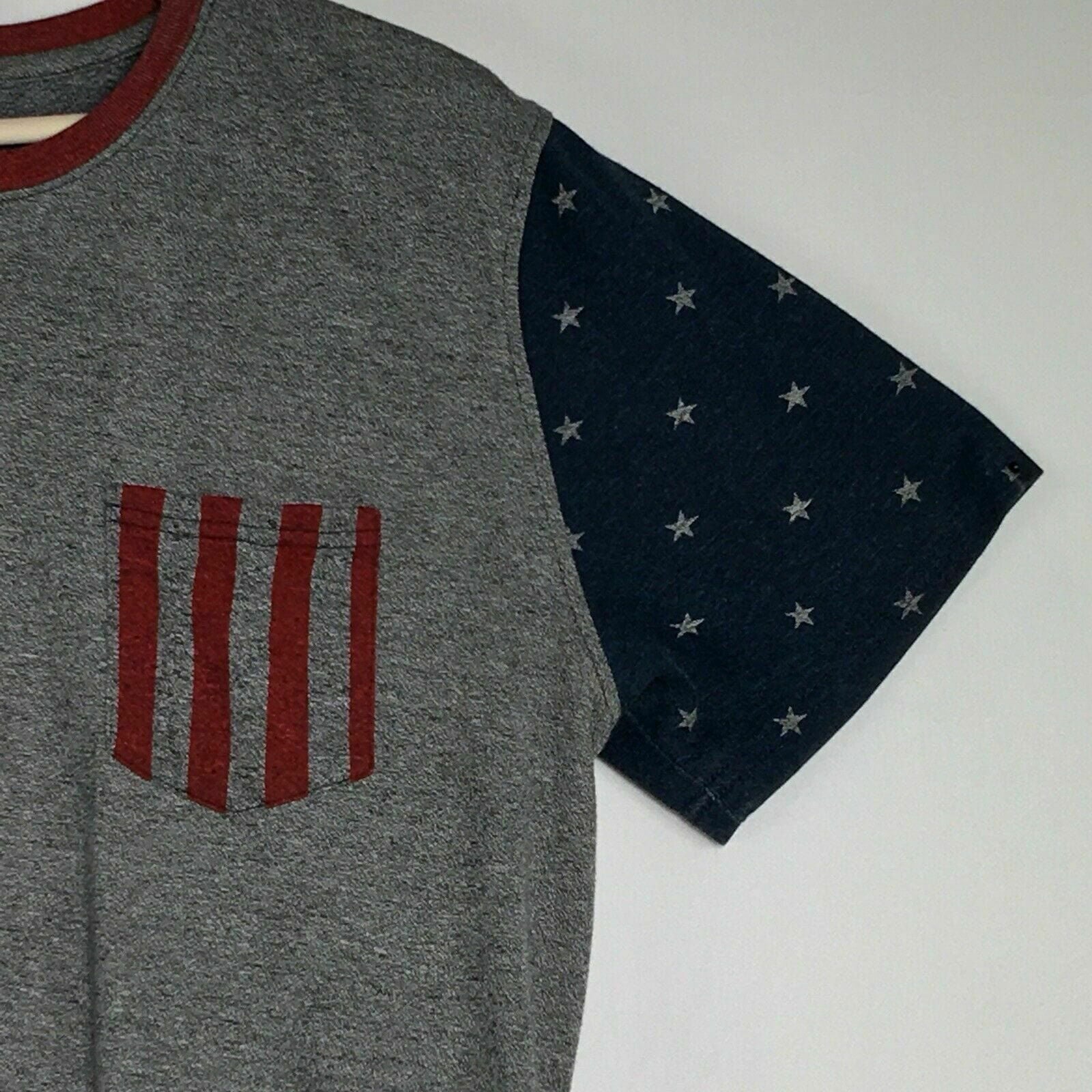 Brooklyn Cloth Mfg Co Mens Size XL T-Shirt Heather Gray & Navy Blue Stars & Stripes -  | Buy at Parsimony Shoppes
