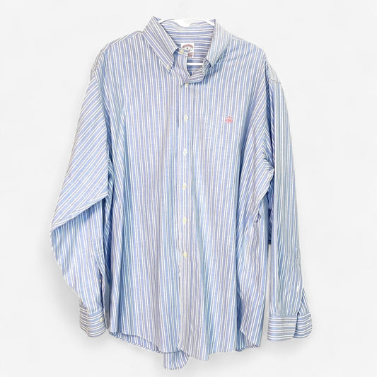 Brooks Brothers Men's XL Blue & White Striped Dress Shirt - Long Sleeve
