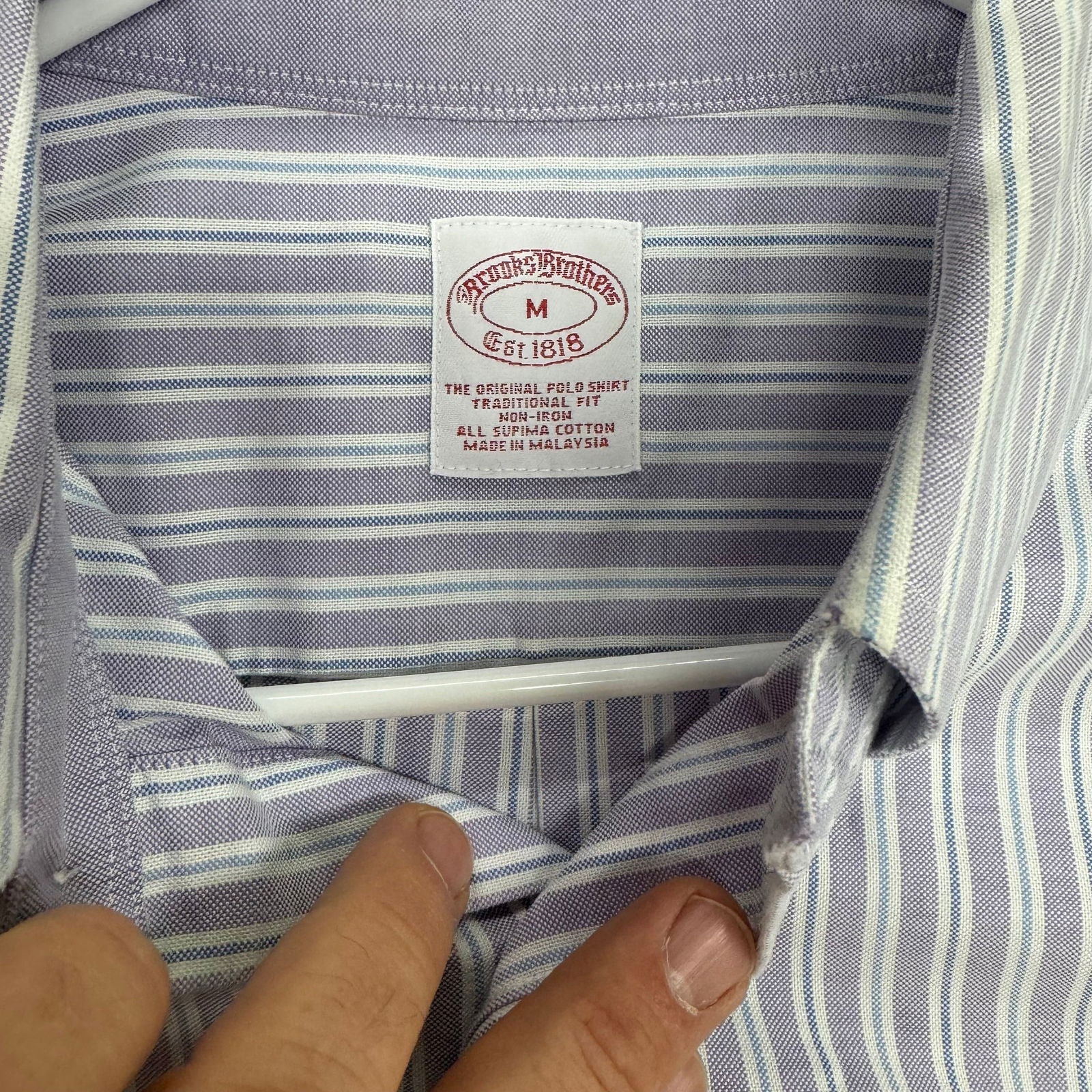 Brooks Brothers | Supima Cotton Striped Button-Down Dress Shirt | Color: Blue/White | Size: M | Pre-Owned -  | Buy at Parsimony Shoppes