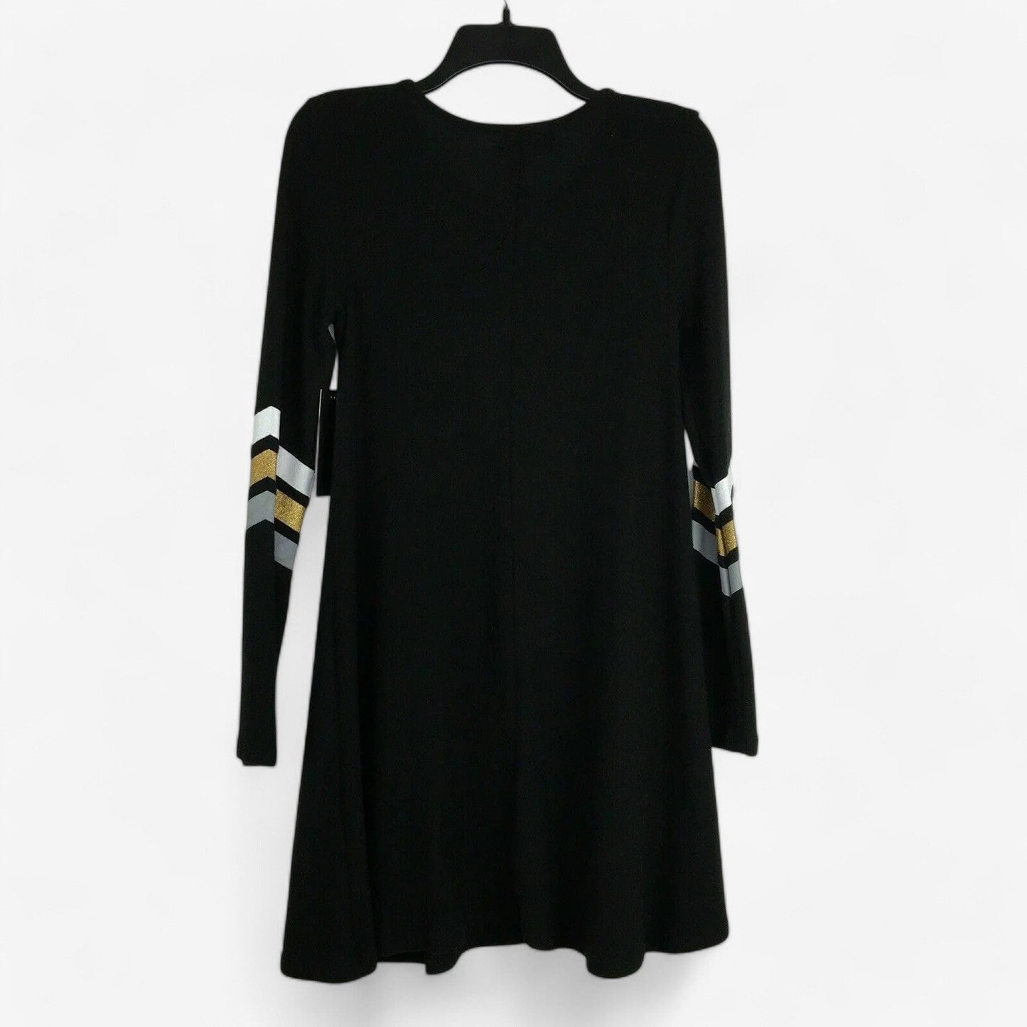 Btween Womens Juniors Size Small Black Sweater Dress Glitter “Love” & Stripes