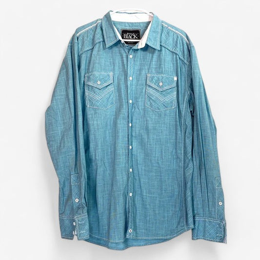 Buckle Black Men's Aqua Blue Western Button-Up Shirt - Size XL