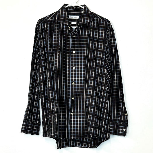 Burma Bibas | Mens Slim Fit Checked Dress Shirt | Color: Brown | Size: 16 32/33 | Pre-Owned -  | Buy at Parsimony Shoppes