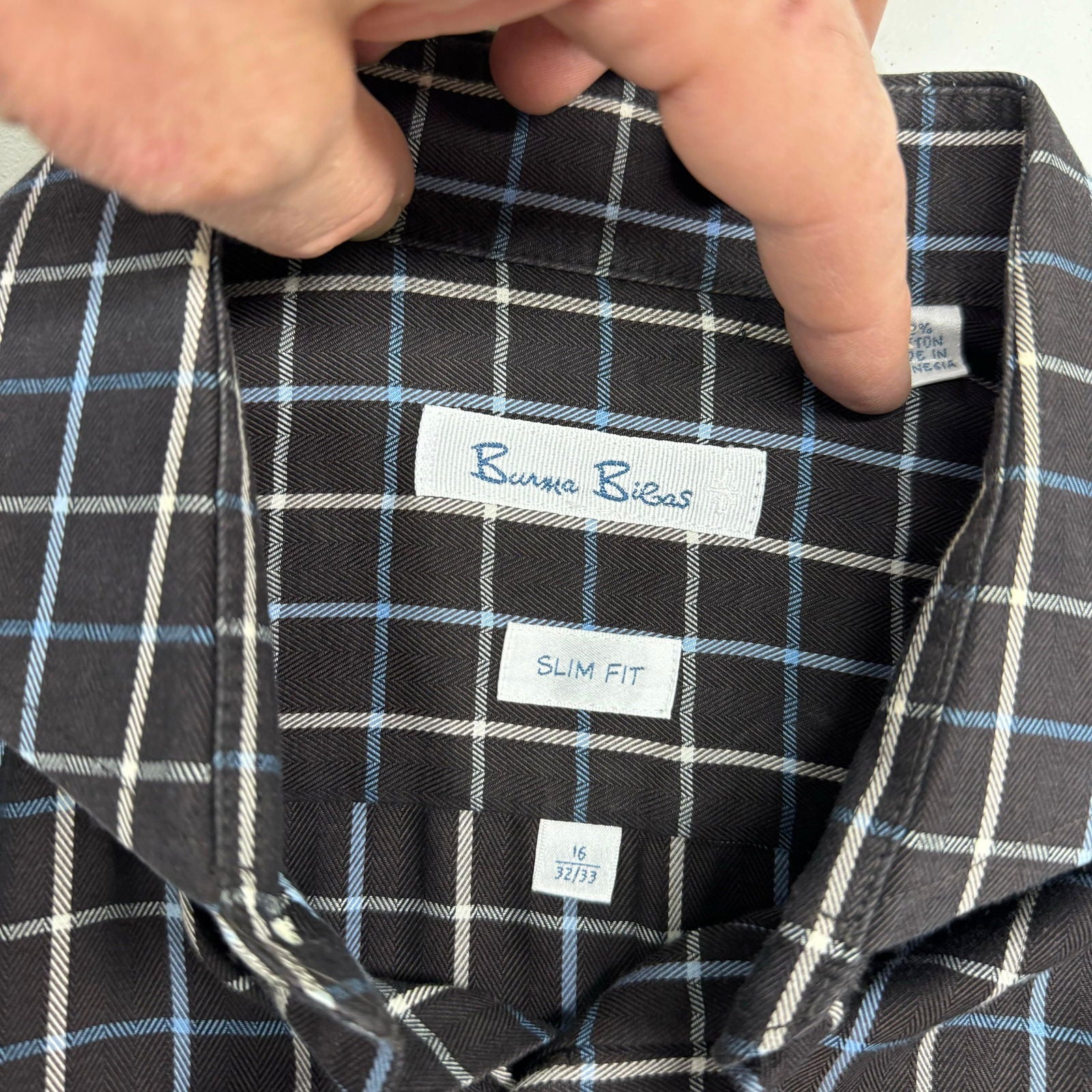 Burma Bibas | Mens Slim Fit Checked Dress Shirt | Color: Brown | Size: 16 32/33 | Pre-Owned -  | Buy at Parsimony Shoppes