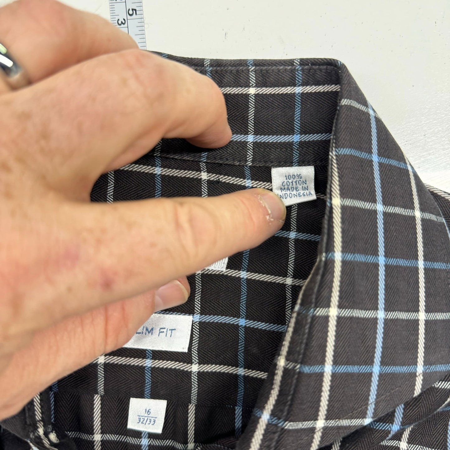 Burma Bibas | Mens Slim Fit Checked Dress Shirt | Color: Brown | Size: 16 32/33 | Pre-Owned -  | Buy at Parsimony Shoppes