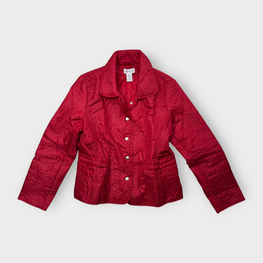 J.G. Hook Red Lightweight Rose Pattern Snap Jacket M