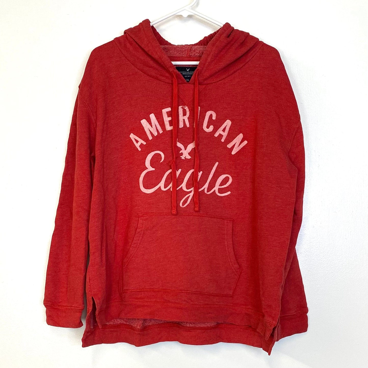 American Eagle Womens Size XL Red Hoodie Sweatshirt Fleece Long Sleeve