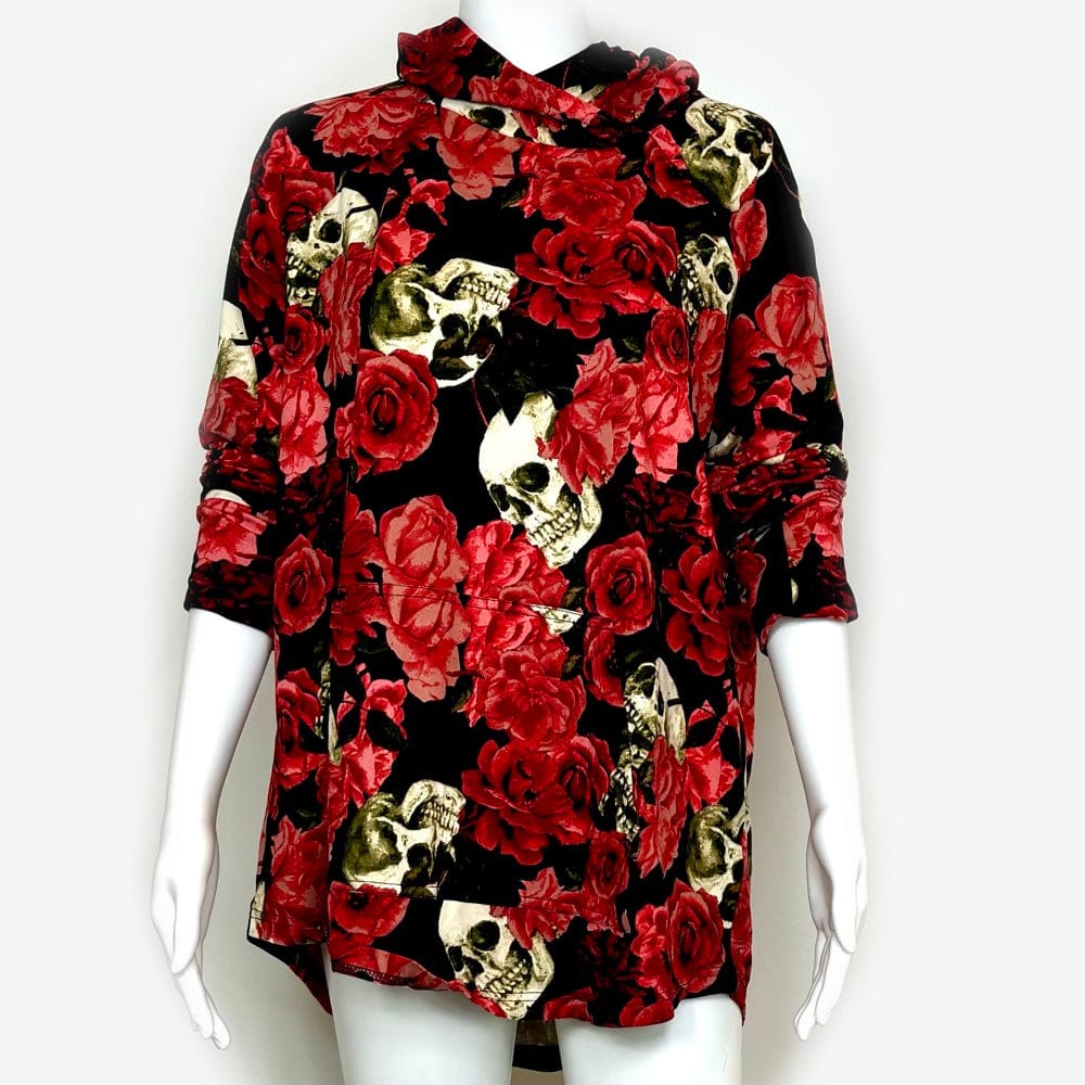 LuLaRoe Vault | Amber Lightweight Hoodie | Size: L | Color: Black/Red | Skulls & Roses | NWT