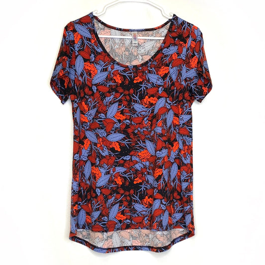 LuLaRoe Womens M Red/Blue/Black Floral Classic T S/s Top New