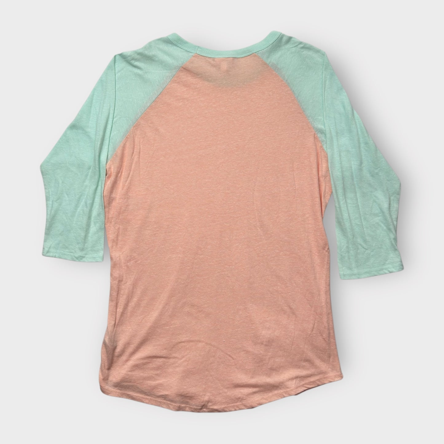 LuLaRoe Randy Baseball Tee XL (16-18) - Peach and Mint Color Block - Soft Stretch Fabric