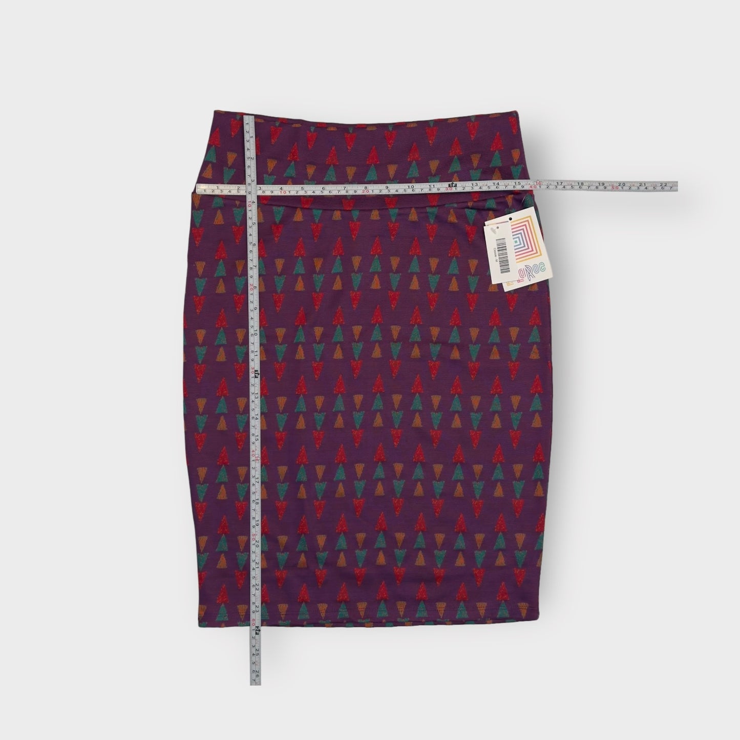 LuLaRoe Cassie Pencil Skirt | M (10-12) | Purple/multicolor | Triangles | NWT