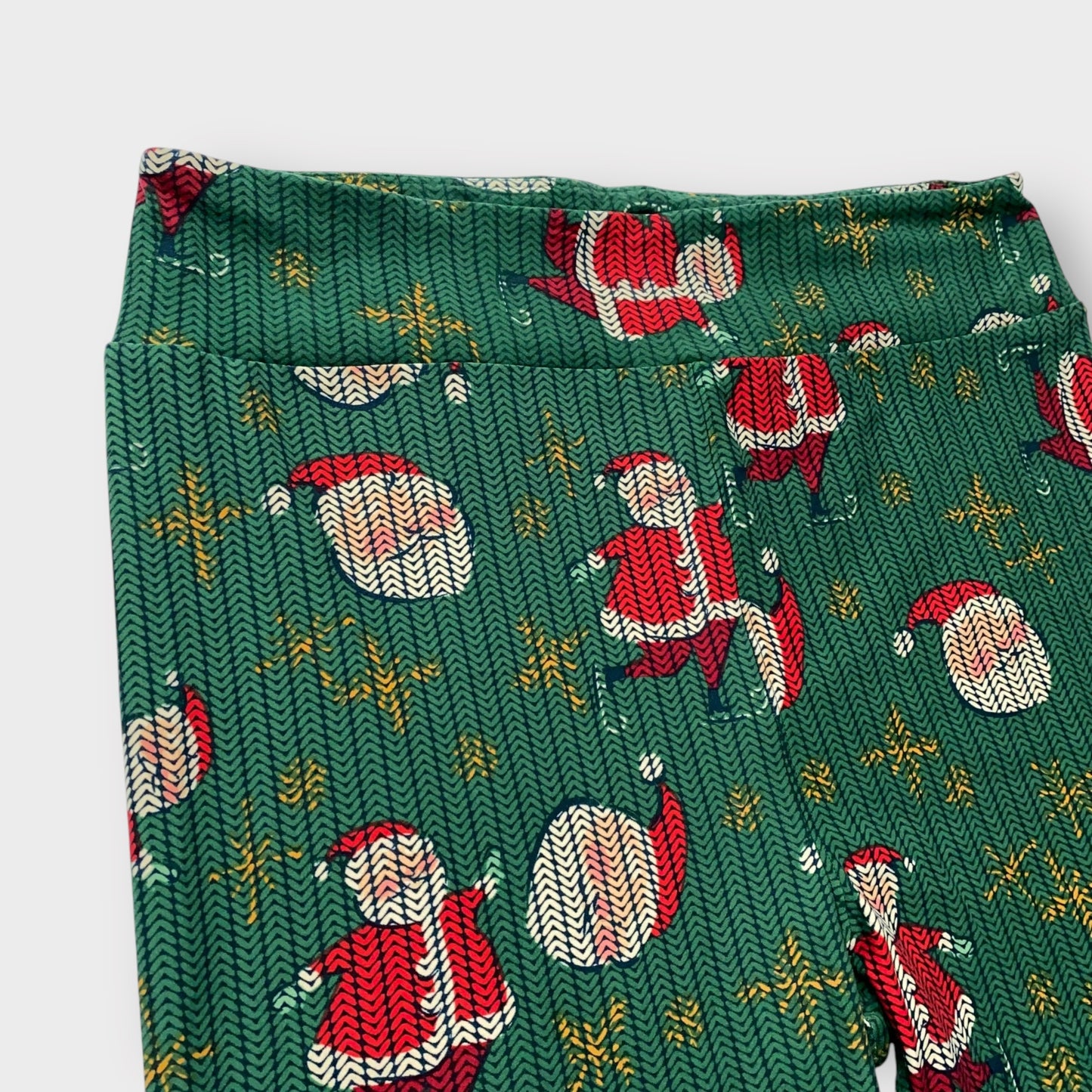 LuLaRoe Leggings TC2 (20-26) - Green & Red Santa Snowflake Print - Ultra Soft Stretch Fabric