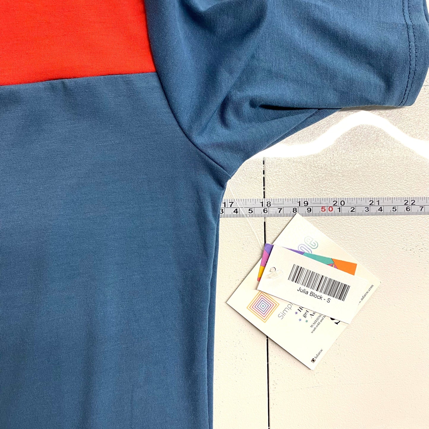 LuLaRoe Julia Bodycon Dress | S (4-6) | Blue/Red | Colorblock | NWT