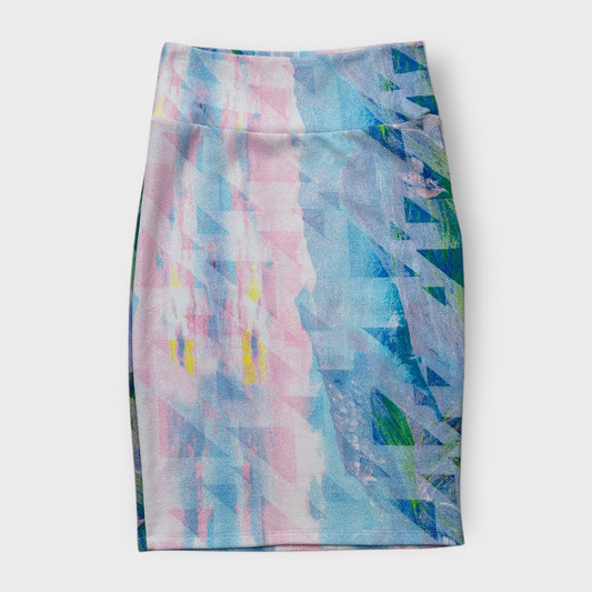 LuLaRoe Cassie Pencil Skirt - Watercolor Geometric Print - Women's S (6-8) - Knee-Length - NWT