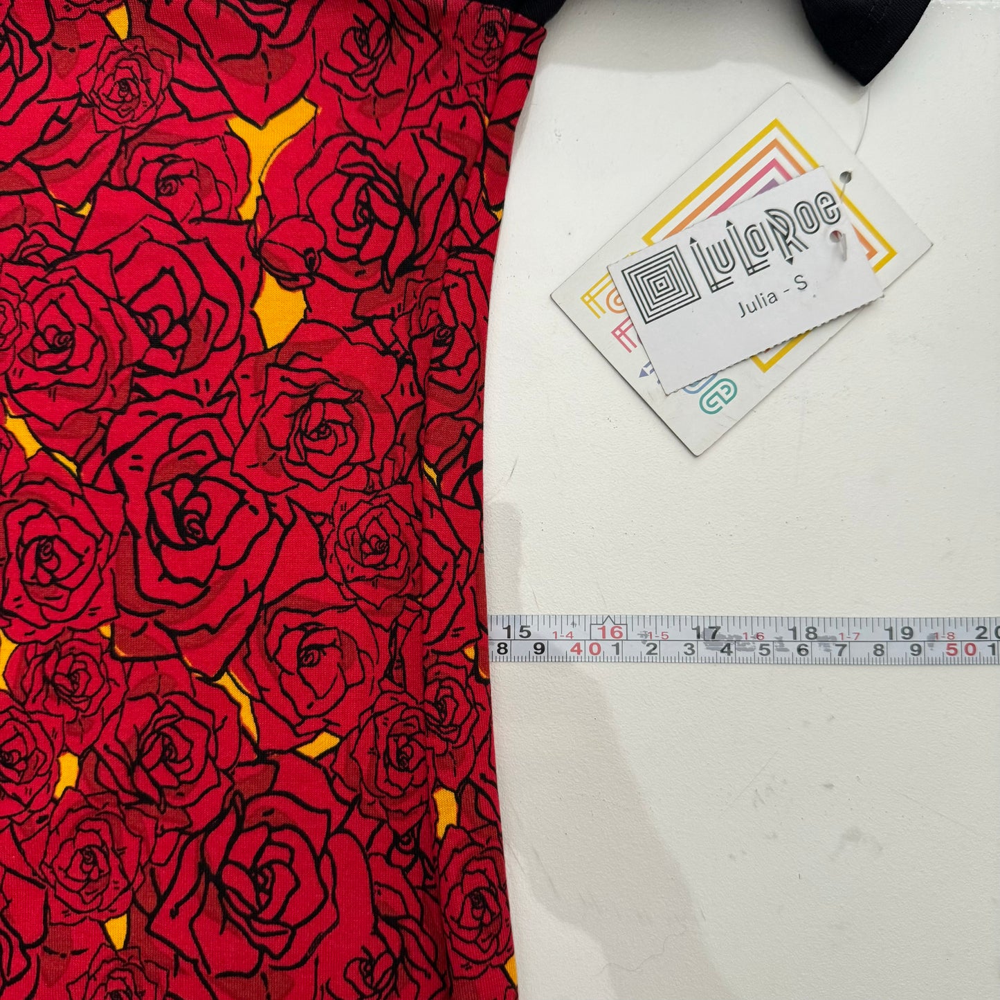 LuLaRoe Julia Bodycon Dress | S (4-6) | Red/Black | Raglan/Roses | NWT