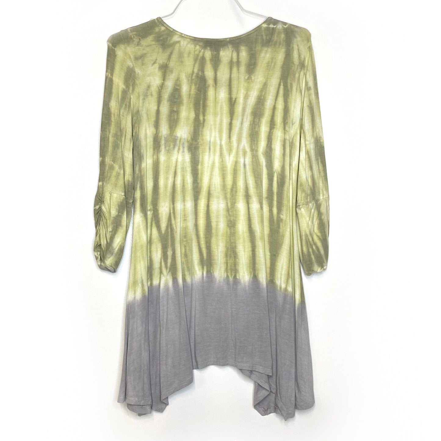 Nature Art Lynn Yang Womens Size M Green/Gray Tie Dye + Lace L/s Tunic Top Pre-Owned