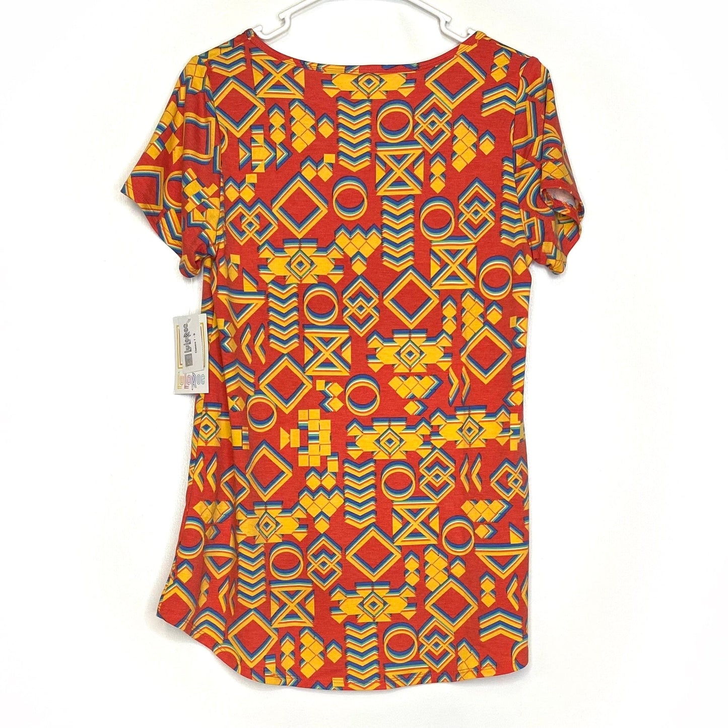 LuLaRoe Womens S Orange Geometric Classic T Abstract S/s Top NWT