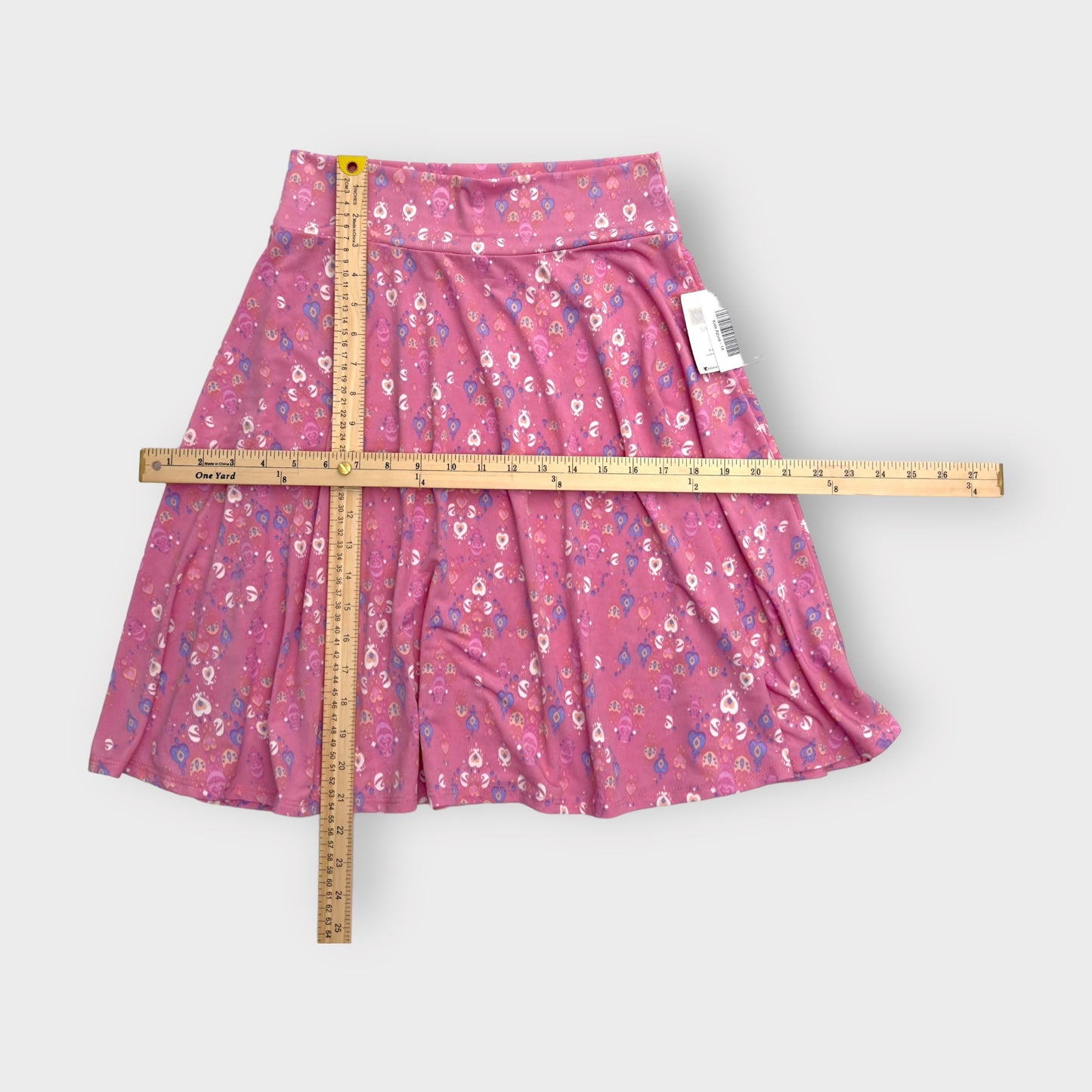 LuLaRoe Kids Azure A-Line Skirt  | 14 (14-16) | Pink/Multicolor Abstract Hearts | NWT