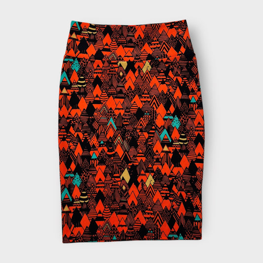 LuLaRoe Cassie Pencil Skirt - Multicolor Orange Tribal - Women's S (6-8) - NWT