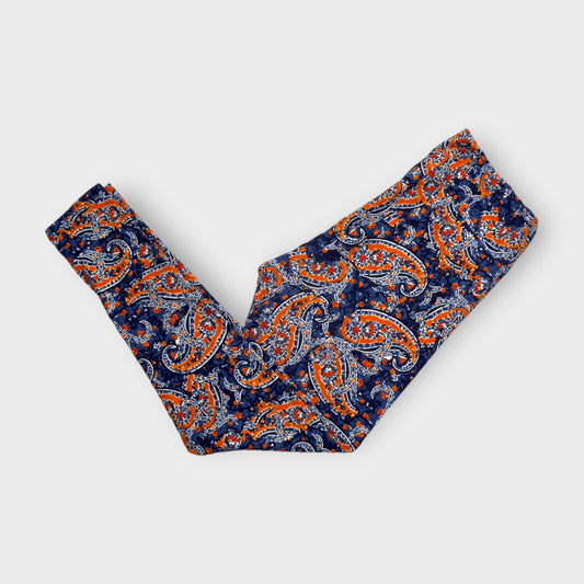 LuLaRoe Womens Tall & Curvy Leggings | TC (12-18) | Blue & Orange Paisley Pattern | Soft Stretch Knit | New