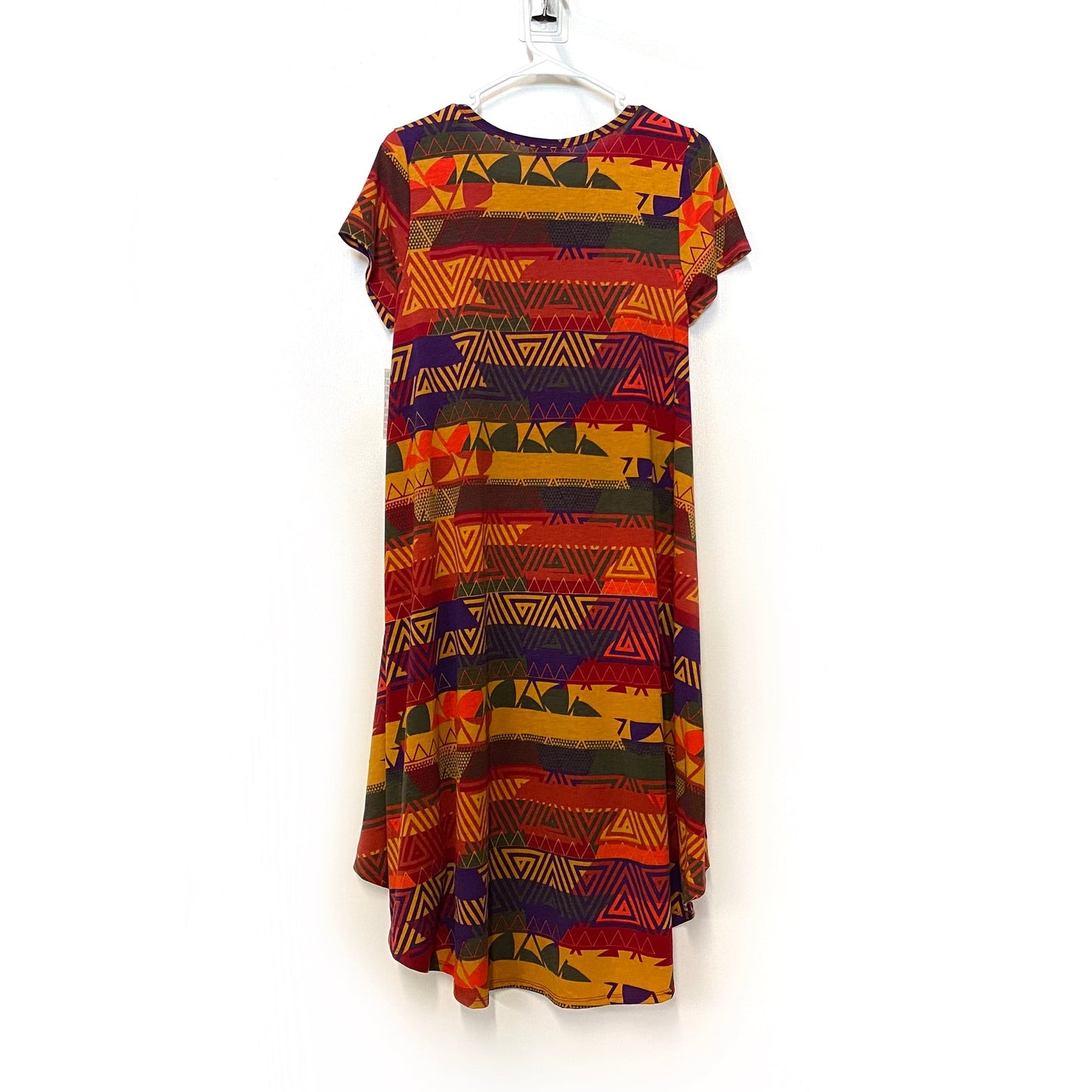 LuLaRoe Womens S Multicolor Abstract Triangles 'Carly' S/s Swing Dress NWT