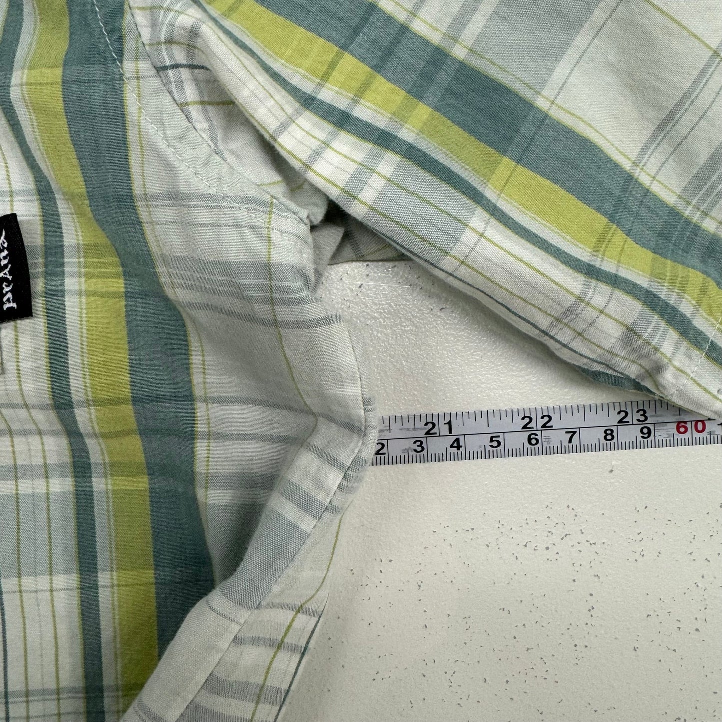 Prana | Mens S/s Plaid Button-Up Casual Shirt | Color: Green/White | Size: L | Pre-Owned