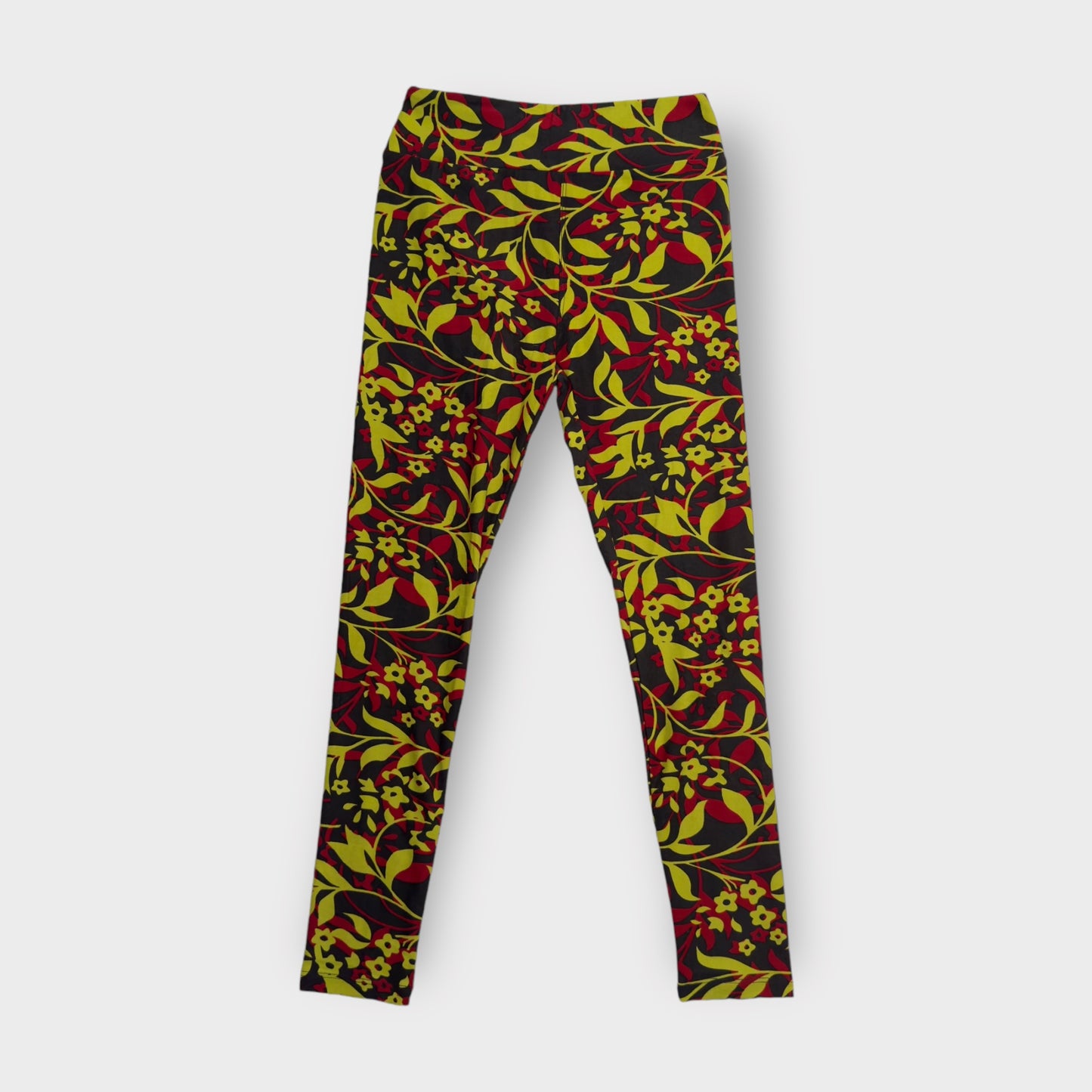 LuLaRoe Womens Leggings | One Size (0-10) | Red & Yellow Floral Print | Soft Stretch Knit | New