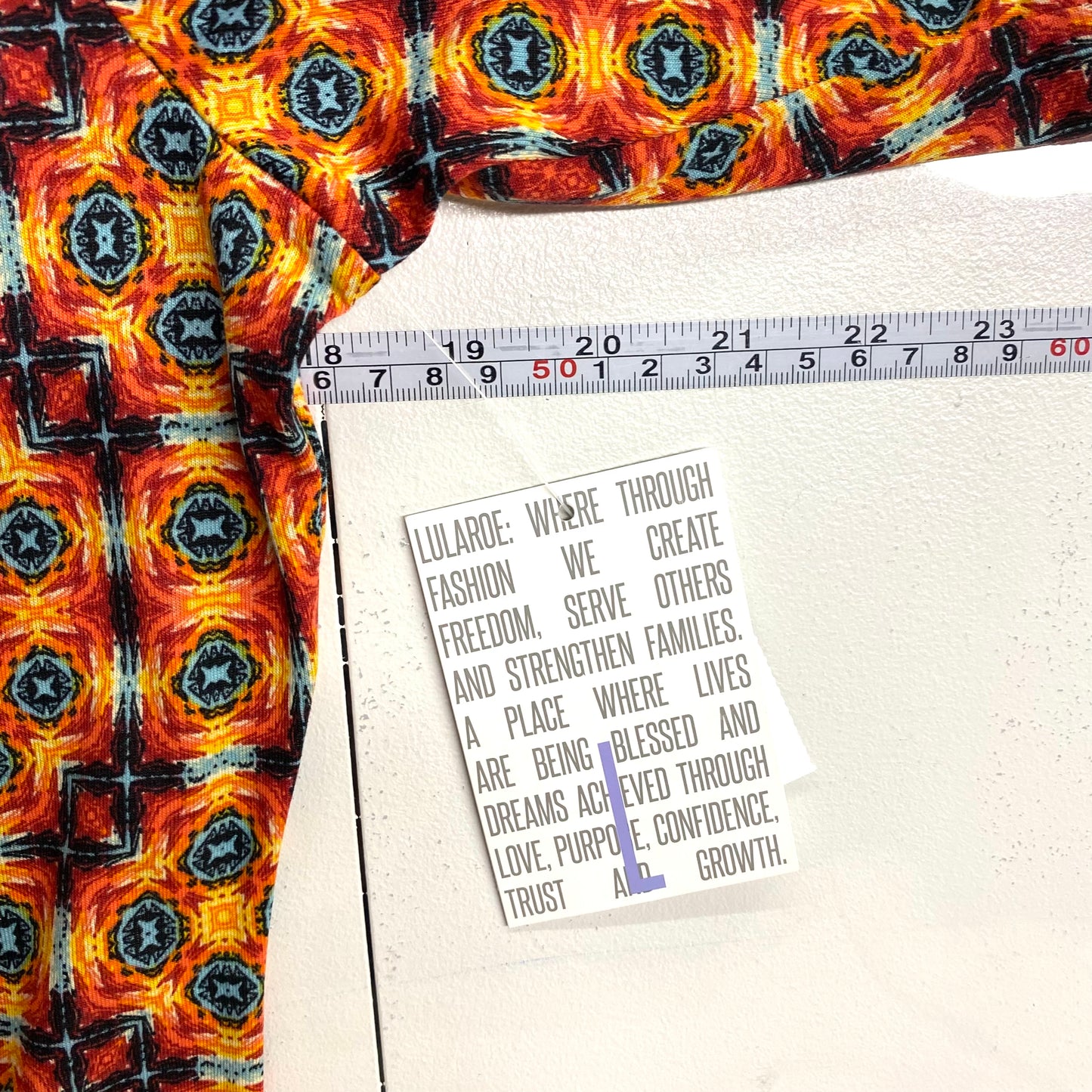 LuLaRoe Womens L Red/Orange/Black 'Firey' Geometric Julia Shift Dress Scoop Neck ½ Sleeves NWT