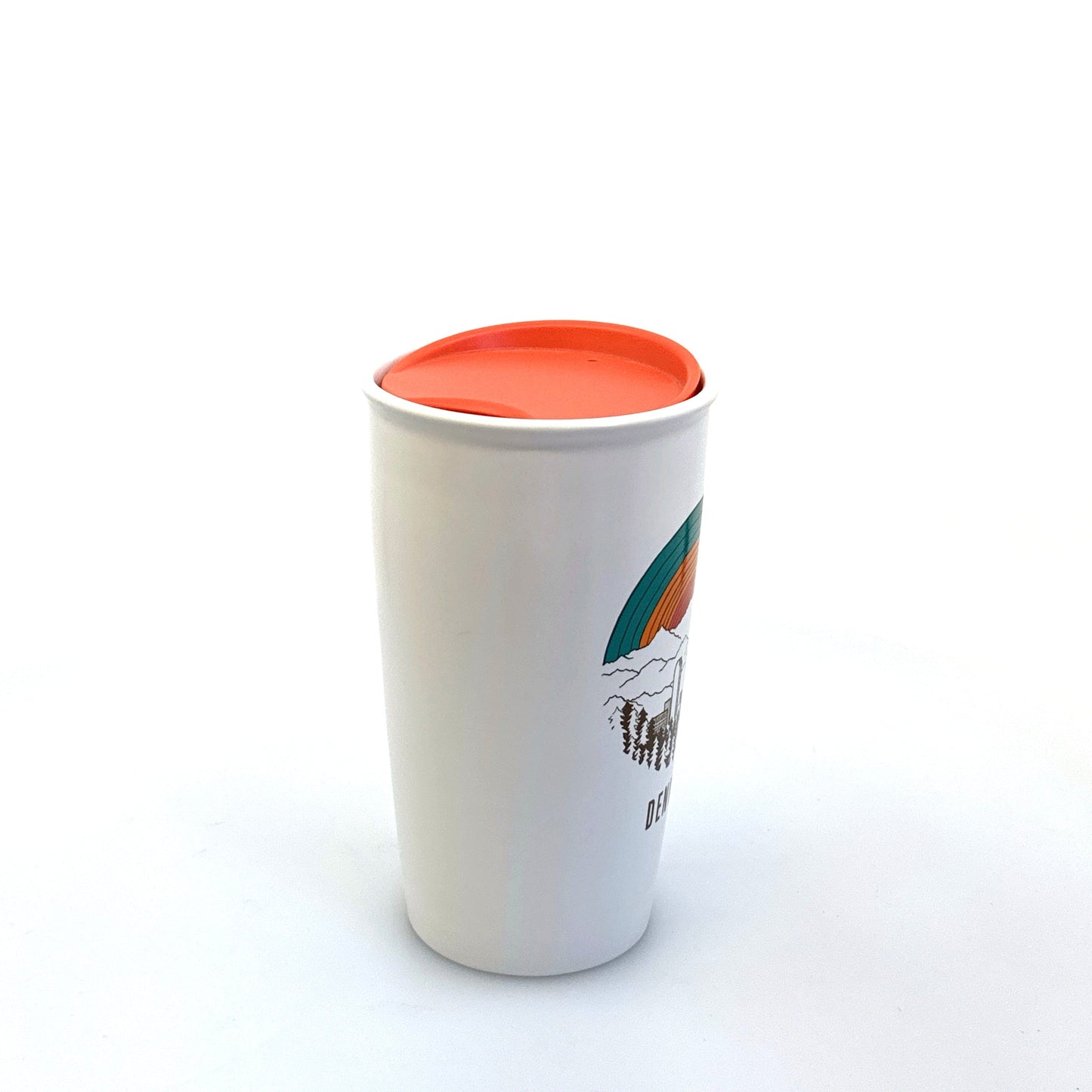 Starbucks | Denver Colorado Rainbow Mug w/Lid | Color: White/Orange | Size: 12 fl oz | Pre-Owned