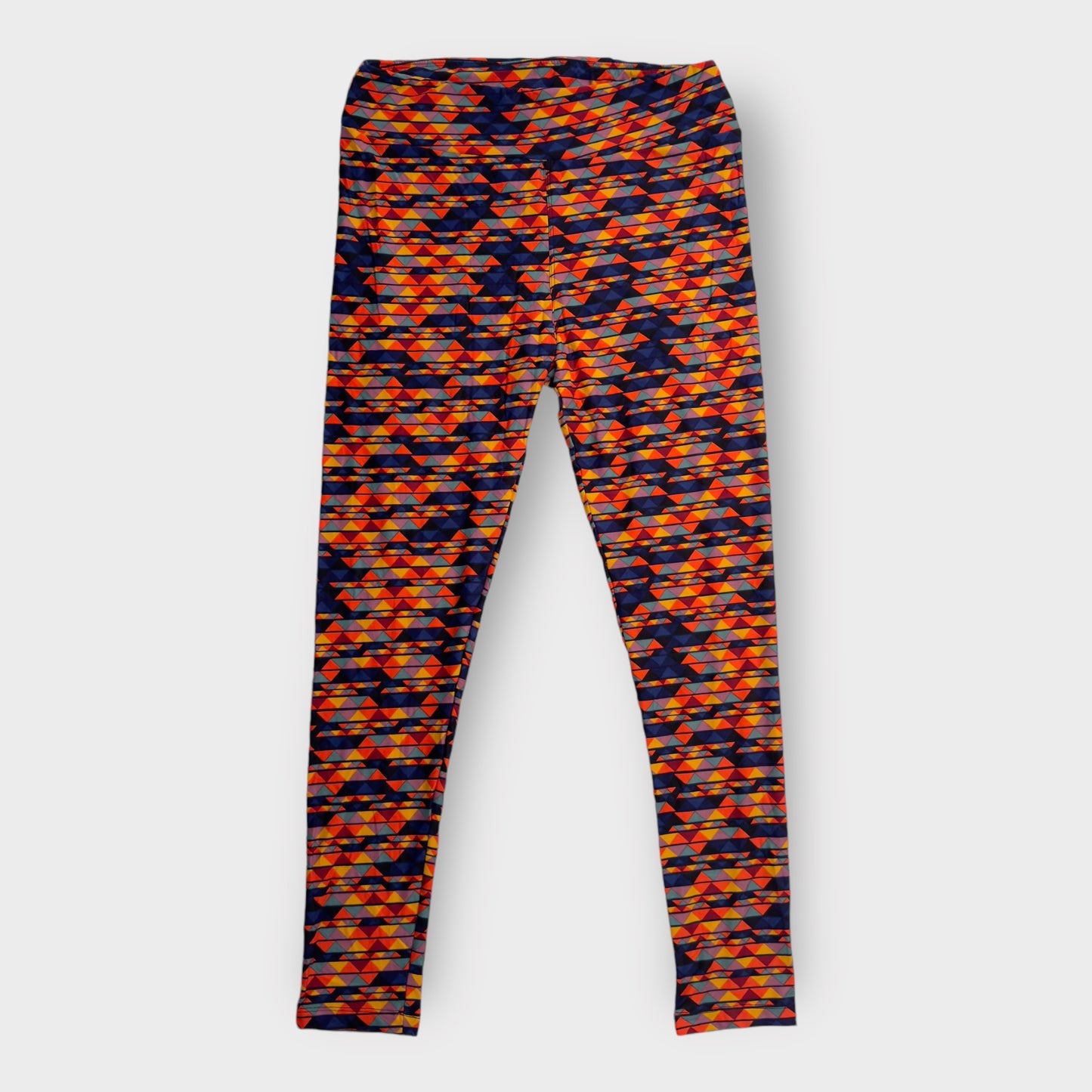 LuLaRoe Leggings | TC (12-18) | Orange/Red/Navy Geometric Triangles | New