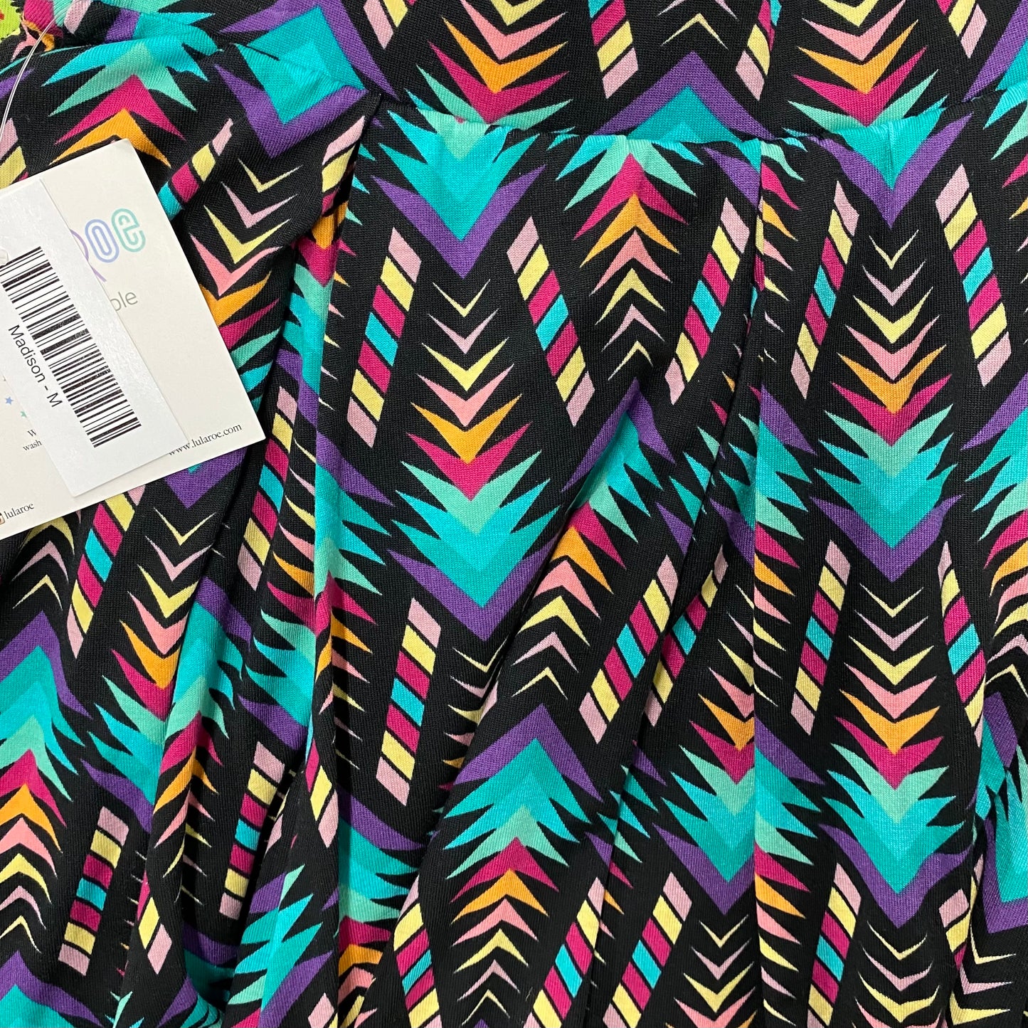 LuLaRoe M Multicolor Electric Aztec Hues on Black Madison Skirt w/Pockets! NWT*