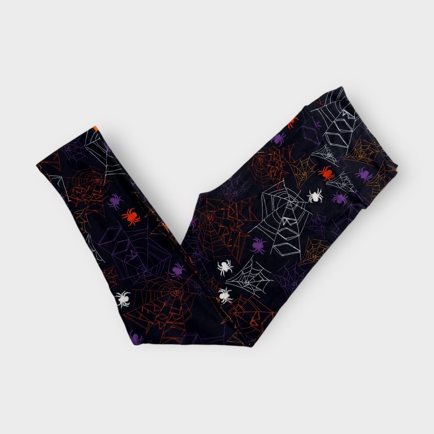 LuLaRoe Halloween Leggings | TC (12-18) | Black w/Spiders & Webs | New